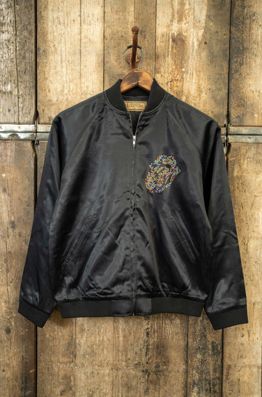 Madeworn Silk Tour Jacket Rolling Stones Crystals Black — Etc